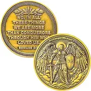 Archangel Michael Christian Challenge Coin for Divine Protection and Strength Bible Verses Pocket Token