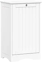 RiverRidge Ashland Tilt Out Laundry Hamper with Beadboard Design - Spacious Top Shelf, Removable Cloth Bag & Silver Knob - White Laundry Cabinet for Towels & Clothes Storage - Laundry Room Cabinets