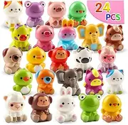 KissFuture Party Favors for Kids 24PCS Animal Squishy Toys,Easter Eggs Fillers,Birthday Goodie Bag Stuffers,Pinata Stuffers,Treasure Box Toys for Boys & Girls,Classroom Prizes for Kids