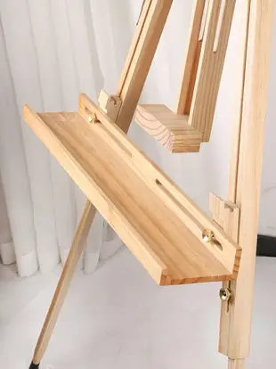 圖繪通畫架畫板美術生專用支架木制三角架可折疊可升高便攜兒童畫架素描寫生套裝油畫畫架帶托盤松木櫸木木質