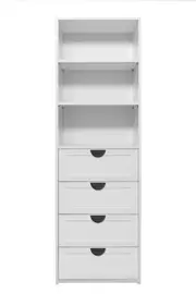 GENEVA 3 SHELF 4 DRAWER BUILT IN WARDROBE - WHITE - HAMPTON - HALF MOON BLACK