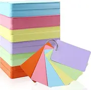 Bercoor 600 Sheets Heavy Index Cards, 3 x 5 Inch Note Cards with Hole, Colorful Study Cards and 10 Pieces Loose Leaf Rings for School Learning Recipe Cards Game Card