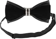 [CATIEBYE] Rhinestone Bow Tie Men British Style Pu Pre Tied Bowtie Sparkly Suit Accessory for Wedding Party Business Banquet