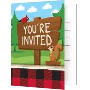 Lumberjack Bear Birthday Party Supplies Invitations