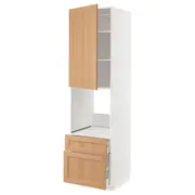 METOD / MAXIMERA hi cab f ov w dr/2 frnt/1 m/1 h drw, white/Vedhamn oak, 60x60x220 cm