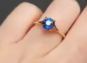 2.00 Ct Round Cut Natural Blue Sapphire Proposal Ring 14K solid Yellow gold