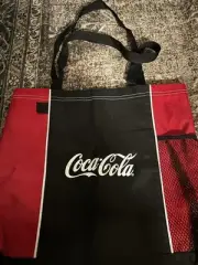 Coca Cola Advertisement Gemline Tote Bag Red Black Canvas Mesh Bottle Holder