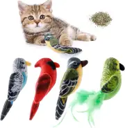 Cat Catnip Toys Interactive Cats 4Pcs Kitten Plush Nip Chew Bird Toy with Crinkl