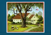 VTG CA Yorba Linda - Charles Wysocki Depicts President Nixon Farm House