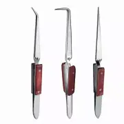 Stainless Steel 3-Piece Diamond Tweezers Set for Precision Jewelry Work