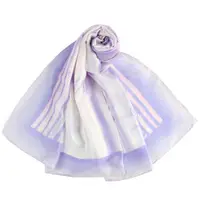 在飛比找蝦皮商城優惠-LANVIN浪凡渲染直紋草寫LOGO方型絲巾(紫色)4879