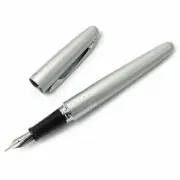 Pilot Metropolitan Fountain Pen Med Nib Silver Barrel Gift Box Refillble BLK Ink