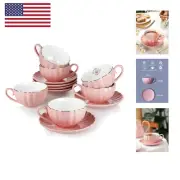 Royal Tea Cups and Saucers, with Gold Trim and Gift Box, British Coffee Cups,...