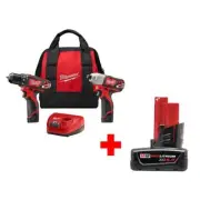 Milwaukee Cordless Drill Driver/Impact Driver Combo Kit (2-Tool) W/ Battery