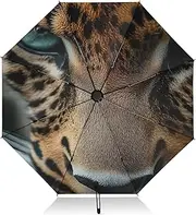 [PDZRMY] UV Protection Travel Umbrella Cheetah Portrait Eyes Compact for Rain and Sun - Auto Open and Close UPF 50+ Windproof Portable 46” Sun Umbrella for Women and Men