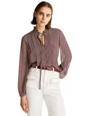 [Tommy Hilfiger] Print Sheer Relaxed Blouse in Red