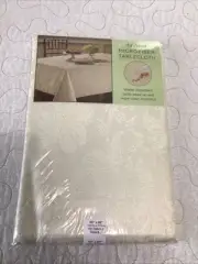 Addison Microfiber Tablecloth New 60 X 84” Rectangle Cream Color Damask Look