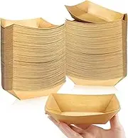 Oomcu 150 Pack 1/2 lb Disposable Kraft Brown Paper Food Trays,Small Recyclable Eco-Friendly Take Out Food Serving Boats Baskets Trays for Party Snacks French Fries Nachos Tacos BBQ