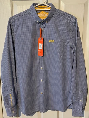 Superdry Casual Shirt Mens Size Medium Blue/White Checked