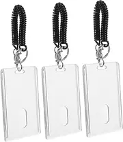 Operitacx 3sets Id Badge Holders with Spiral Retractable Keychain Flexible Spring Cord for Keys Various Cards for Shopping More Holders