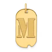 14k Yellow Gold Polished Letter M Initial Dog Tag Pendant