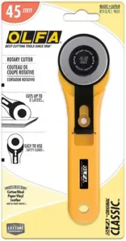 OLFA 45mm Straight Handle Rotary Cutter (RTY-2/G) - Rotary Fabric Cutter w/Bl...