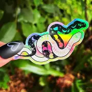 Holographic Black And White Snakes Stickers. Snake Sticker