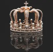 Royal King & Queen Crown Imperial Baroque Cross Wedding Pearl Crystal Head Tiara