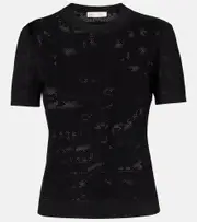[Tory Burch] Tory Burch T Monogram jacquard T-shirt AU 14 black