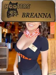 ~NEW~HOOTERS Girl Uniform Fun Collectible Pin Badge Tag Gold BREANNA NAME TAG