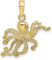 [JewelryWeb] 20.6mm Gold 2 d and Textured Octopus Charm