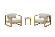Rio Outdoor Teak 2 Lounge Chairs & Side Table Set