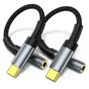 Paquete de 2 cables USB tipo C a dongle de audio de 3.5 mm para auriculares