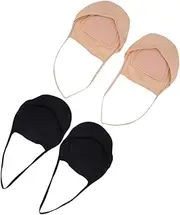 [Healvian] Half Socks for Women Toe Topper Socks Sling Soft Washable Black Skin Tone 2 Pairs Set