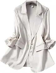 [Generic] Women Blazer Jacket Spring Thin Long Sleeve Suit Tops Casual Slim Office Blazer Outerwear
