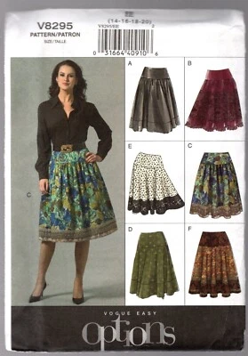 Vogue Pattern V8295 Ladies Petite Skirt Size 14, 16, 18, 20