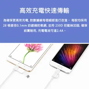 【小米姐姐】ZMI 紫米 二合一傳輸線 數據線 2合1 充電線 Micro usb 轉 type-c 100cm