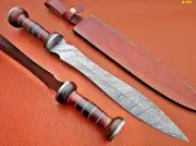 HISTORICAL ROMAN GLADIUS SWORD 24" HANDMADE DAMASCUS STEEL W/ ROSE WOOD HANDLE.