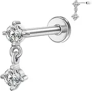 [Designfy] 14K Gold Cartilage Earring Stud Helix Stud 16G Yellow/White Gold Flat Back 14K Gold Push in Tragus Earring Threadless Labret Stud Gold Medusa Studs for Women Men 6mm 8mm