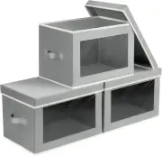 Storage Bins, Storage Baskets for Shelves with Window, Fabric Storage Bins with