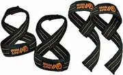 IRON APE Figure 8 Weightlifting Straps and Traditional Lifting Straps Combo Pack for Deadlifts, Shrugs, and Weight Lifting