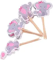 MERRYHAPY 36pcs Elephant Cupcake Toppers for Girls Pink Elephant Cake Decorations for Baby Shower Birthday Party