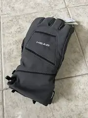 Head Unisex Ski Gloves Gray Large Cord Lock Closure Zippered Storage Pocket