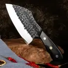 Full Tang Butcher Knife Chef Cleaver Beef Cut Bones Handmade Forged Steel Wood