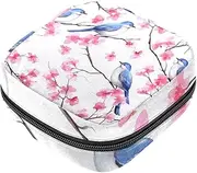 Period Bag,Sanitary Napkin Storage Bag,Cherry Blossom and Blue Bird,Tampon Holder for Purse
