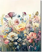DIY Painting by Numbers for Adults, Wildflowers Floral Paint by Numbers, 16X20 Inch Adults Paint by Number Kits for Beginners on Canvas, Colorful Meadow Flowers Color by Number Art Kits(Flameless)