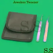 2 MULTI RAINBOW COLOR 3D EYELASH EXTENSION TWEEZERS ANGLED STRAIGHT BTS-241