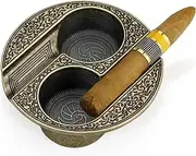 Cigar Ashtray Metal Ashtrays for Patio/Home/Table Modern Ashtrays Unbreakable Ash tray Cigar Gifts for Men Cigar Accessories (Gold, 2 holder)