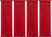 Red Sequin Backdrop Curtain 4 Pieces 2FTx8FT Glitter Christmas Wedding Decoration Party Photograph Background