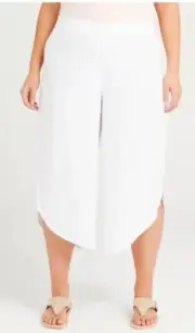 TS TAKING SHAPE plus size M / 20 Cotton Overlay Pants natural wide leg white NWT
